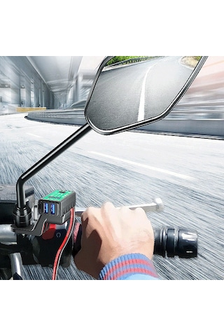 Samdoo Motorsiklet İçin Çift Usb Hızlı Şarj Cihazı - Su Geçirmez, Voltmetreli, 4.8a
