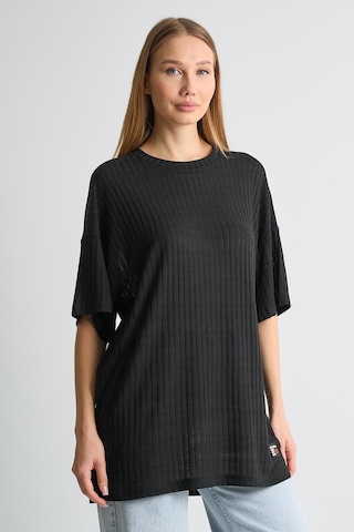 Alexandergardı Fitilli Oversize T-shirt Siyah