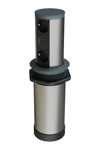 Metalline® Tower-line Bas-Aç Masaüstü Priz Kutusu Usb - Antrasit