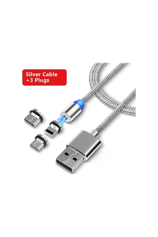 Micro Usb Type C 4910P Mıknatıslı Data Şarj Kablo