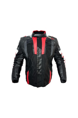 Forte Gt 2001077 Simurg Deri Full Koruma Mevsimlik Motosiklet Montu Kırmızı - Siyah