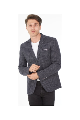 Sposo 5103 Dar Kalıp Örme Kumaş Lacivert Erkek Blazer Ceket Lacivert
