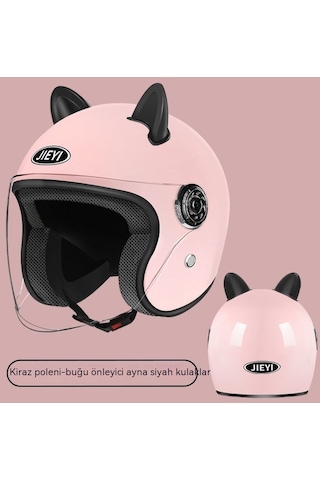 Yy Erkekler Ve Kadınlar İçin Her Mevsime Uygun Düşme Önleyici Emniyet Kaskı Kahverengi Lens-sk5882-mat Pembe-siyah Kedi Kulakları