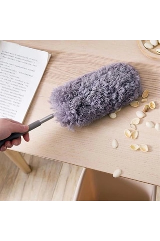 140 Cm Teleskopik Uzatılabilir Mikrofiber Yumuşak Başlıklı Gri Toz Alma Fırçası Toz Püskülü Çok Renkli