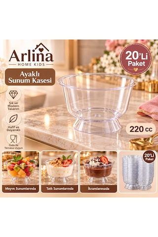220 Cc Ayaklı Plastik Sunum Kasesi 20li Paket