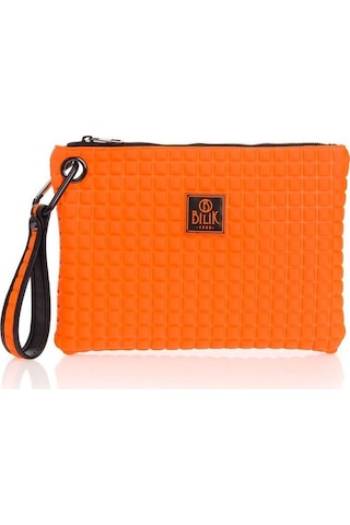 Bilik Deri Turuncu Kumaş Kadın Portföy & Clutch Çanta Melis