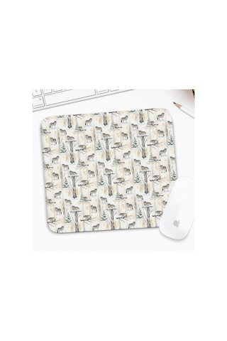 Wolf Temalı Mouse Pad, Dikişli Kenar, Pürüzsüz Doku, Su Geçirmez Kaymaz Kauçuk Taban, 20x22.5cm-a15