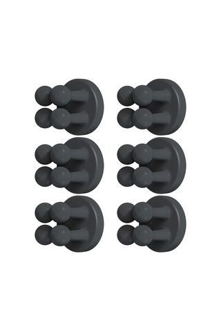 Monyee Silikon Yapışkan Çok Amaçlı Kanca, Siyah/beyaz, 1.38 İnç, 6 Adet, Pürüzsüz Yüzeyler İçin Siyah