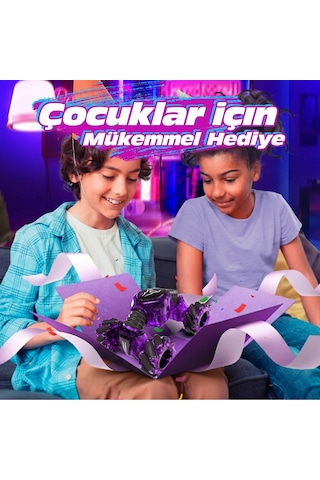 Mj Toys Uzaktan Kumandalı Şarjlı Led Işıklı Bilekten Kontrollü Araba Akrobat Drift Stunt 4x4 Oyuncak Araba Mor