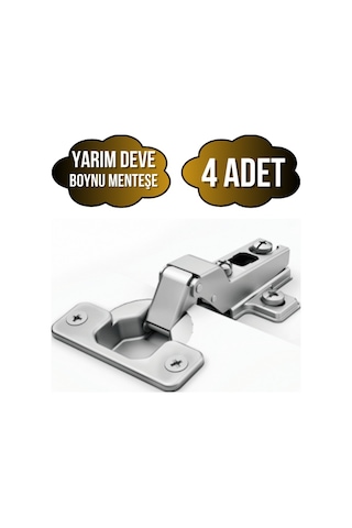 Yarım Deve Dolap Kapak Menteşesi Tas Menteşe Yarım Deve Menteşe 4 Adet Krom