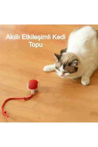 Akıllı Kendiliğinden Dönen Kedi Oyuncağı 360 Şarjlı Hareket Eğlence ve Egzersiz Kırmızı