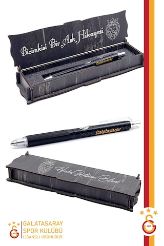 Gsstore Galatasaray Orijinal Lisanslı 24/25 Sarı Kırmızı Parçalı Forma Premium Uçlu Kalem Set Aslan Baskılı Hediyelik Ahşap Kutulu Sarı - Kırmızı