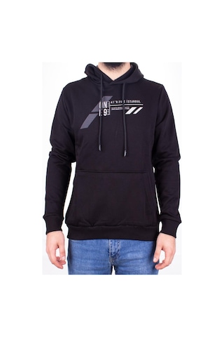 Twister 1910 Siyah Kapüşonlu Erkek Sweatshirt Siyah