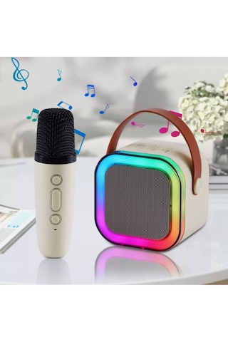 Kablosuz Rgb Işıklı Taşın Bilir Karaoke Hoparlör Ve Mikrofon Seti