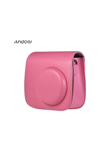 Vkemall Fujifilm Instax Mini 9/8/8+ Kamera Kılıfı, Pu Materyal, Su Ve Toz Dayanıklı, Çanta Ve Askı Kayışı İle, Flamingo Pembe