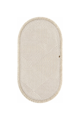 Vega 1454 Krem Oval Modern Hav Toz Tutmayan Koridor Salon Yatak Odası Oturma Odası Banyo Halısı