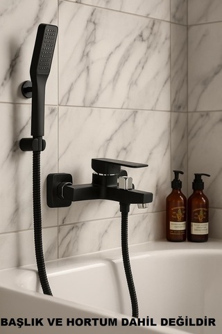 Rena Design Kare Siyah Banyo Bataryasi Ağir Prinç Gövde Yüksek Kalite Musluk Köşeli Şik Modern Tasarim