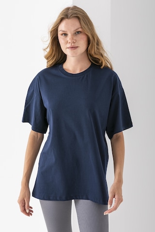 Giysa Kadın Bisiklet Yaka Düz Basic Pamuklu T-shirt Lacivert - 25501 Lacivert