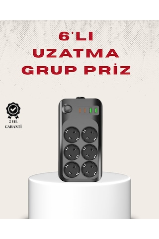 Hepsi 6 Lı Grup Priz Termal Korumalı Usb Type-c Çoklu Priz 2 Metre Kablo Najmaddin Diğer