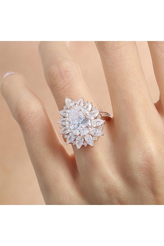 Mia Vento Effective Diamond Londra Tutkusu Rose Renk Işıltılı Gümüş Yüzük
