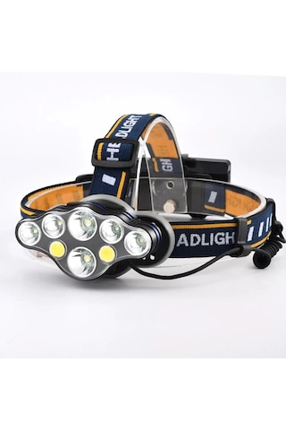 Ps-888 Güçlü Usb Şarj Edilebilir Profesyonel 8 Modlu 6000 Lümen 8 Led Su Geçirmez Kafa Lambası Açık Lacivert