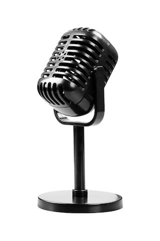 Vkemall Silver Simülasyon Mikrofon, Vintage Stilli Sahne Ve Fotoğraf Çekimi Requisiti, Oyuncaq Prop, Gerçekçi Tasarım