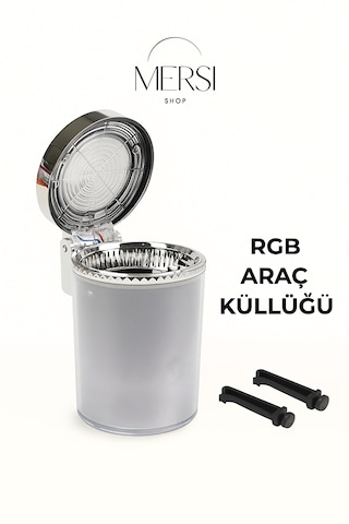 Rgb Işıklı Kapaklı Araç İçi Kokusuz Küllük Bardaklık Uyumlu Led Aydınlatmalı Kül Tablası