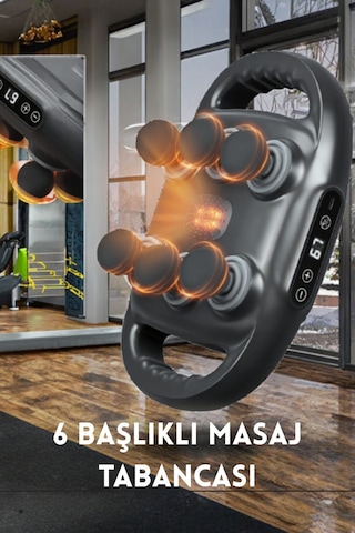 6 Başlıklı Şarjlı Masaj Aleti Derin Doku Kas Rahatlatıcı, Lcd Ekranlı Sessiz Masaj Tabancası