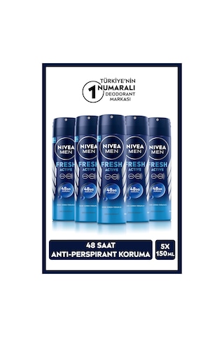 Nivea Men Fresh Active Erkek Sprey Deodorant 5 x 150 ML