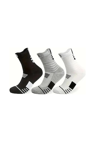 Monyee Erkekler İçin 12 Çift Spor Çorap - Basketbol & Koşu İçin Kalın Pedli, Nane Desenli, Teri Emici Ve Konforlu Orta Boy Diğer