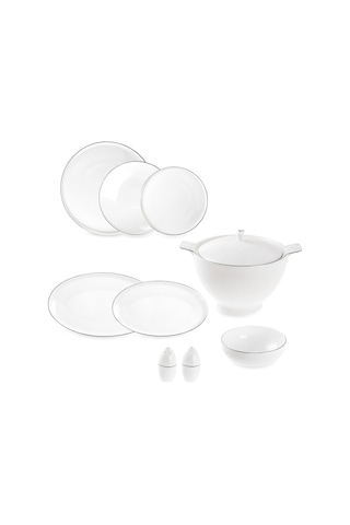 Jumbo Bianca Platin 57 Parça 12 Kişilik Yemek Takımı Beyaz Gümüş