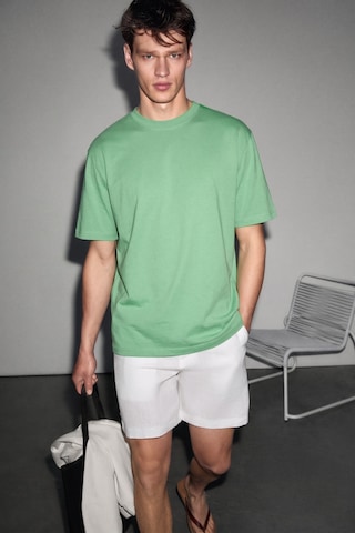Grımelange Solo Erkek Organik Pamuklu Kalın Dokulu Comfort Fit Bisiklet Yakalı Lime T-shirt Yeşil