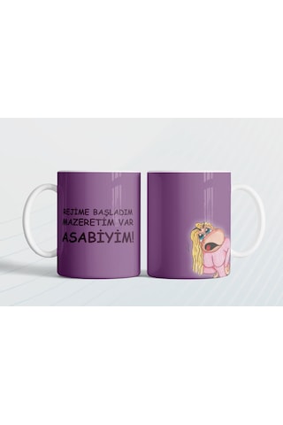 Rejime Başladım Mazeretim Var Sabiyim Hediye Kupa Love Bug-t Mor