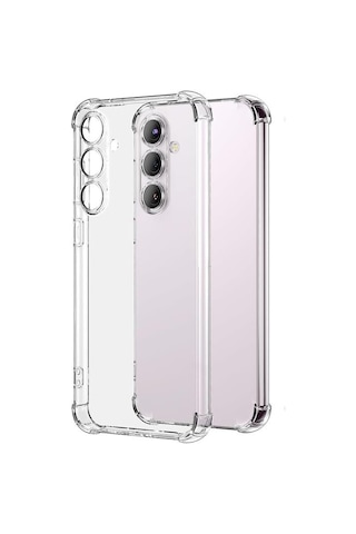 Galaxy S23 Fe Şeffaf Silikon Kılıf Antishock Köşeli Kamera Koruma