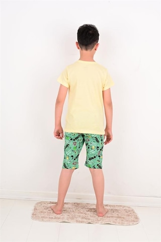 Vitmo Erkek Çocuk Kapri Pijama Takımı Born To Skate Sarı Sarı
