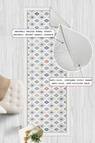 Dijital Baskılı Dekoratif Kaymaz Taban Yıkanabilir Kilim Yolluk Antre Hol Halısı Salon Halısı Çok Renkli