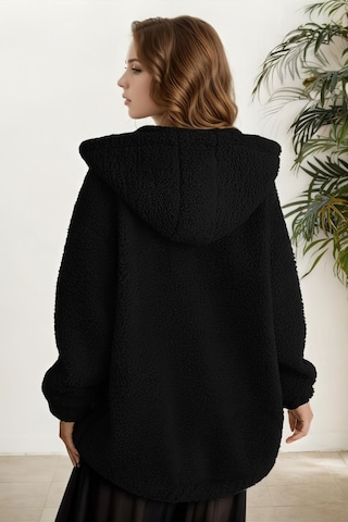 Aclassics Peluş Kuzu Kıvırcık Torba Cepli Kolej Mont Siyah Ks2526 Çok Renkli