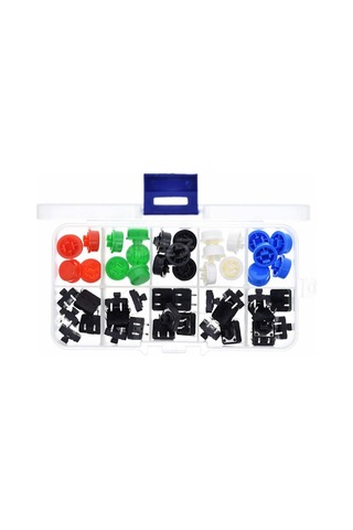 Kutulu 12x12mm 25 Adet Başlıklı Tact Buton Set 4 Pin 5 Renk Dokunmatik Anlık Basmalı Düğme Dvm.101.061