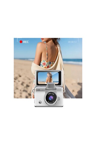 Mini Dijital Kamera Boy 3,5 4,5 Cm Yüksek Çözünürlüklü 1280 720 Hd Ekranlı Beyaz Renk