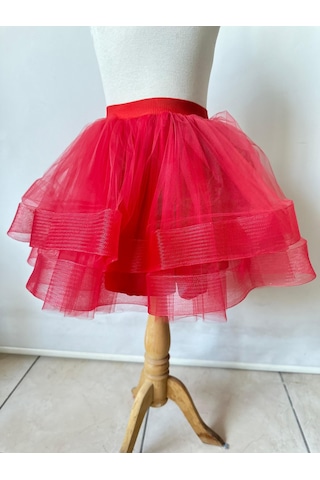 Gala Katkatlı Kız Çocuk Tütülü Etek Kırmızı