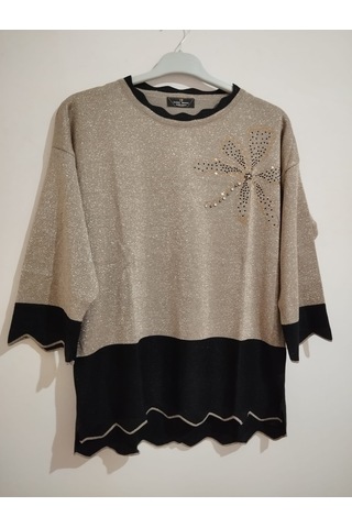 Anne Moda Ankara Üstün Kalite, Kaşmir-pamuk-viskoz Karışımlı Şık Kazak/bluz Açık Vizon