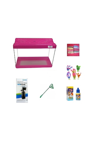 Kanki Pet 3518 Akvaryum Hazır Set Pembe 35 CM