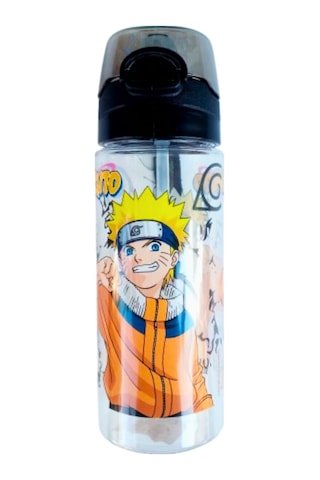 500 Ml Naruto Lu Suluk Matara Kalın Pipetli Siyah 1 Adet Şeffaf