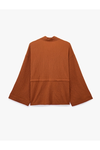 Koton Beli Bağcıklı Uzun Kollu Kruvaze Kimono Ceket Tarçın 6sak50046uw