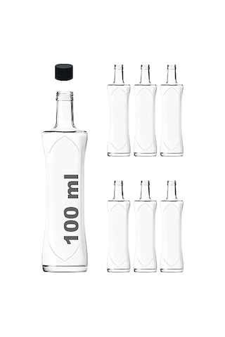 100 Ml Şeffaf Piramit Sosluk 100 Cc Kapaklı Kavisli Cam Şişe 6 Adet Siyah Plastik Genel
