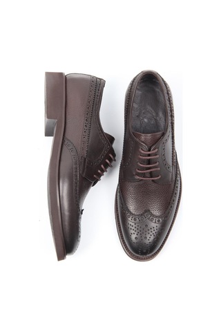 İgs Kahve Deri Klasik Erkek Ayakkabı Brogue Detaylı Bağcıklı Model-16243