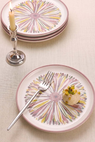 Serene Flower Nordic 4'lü Pasta & Sunum Tabağı 22 Cm Çok Renkli