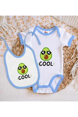 Bk Kids Cool Tasarımlı Mavi Bebek Body Zıbın Ve Mama Önlüğü Hediy Çok Renkli