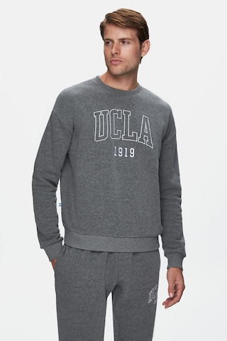 Ucla Sandhıll Koyu Gri Bisiklet Yaka Nakışlı Loose Fit Erkek Sweatshirt Siyah
