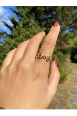 Yuvarlak Taşlı Kadın Zarif Yüzük Sevgiliye Hediye